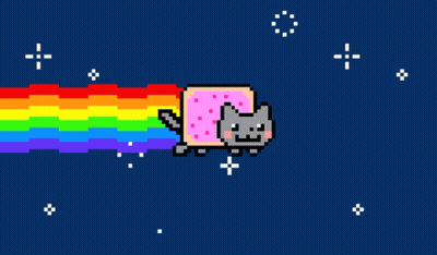 Pixel Art Cat With Rainbow From Nose GIF