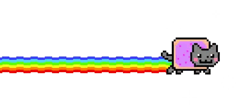 Pixel Art Cat With Rainbow Mouth Sticker