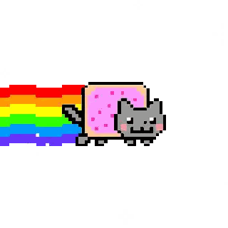 Pixel Art Cat With Rainbow Mouth Sticker