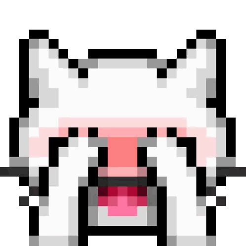 Pixel Art Cat With Tongue Out And Pink Nose Sticker