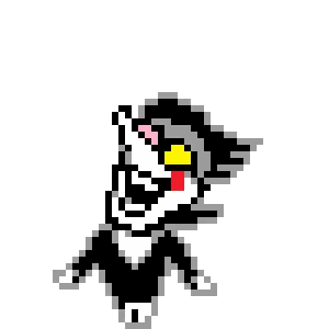 Pixel Art Cat With Yellow Tongue And Pink Nose Sticker