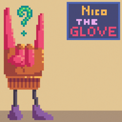 Pixel Art Character Holding Nico The Glove Sign GIF