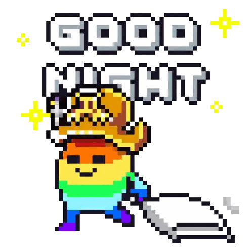 Pixel Art Character Holding Pillow Good Night Sticker