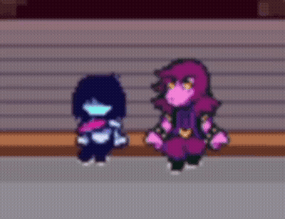 Pixel Art Characters Standing On Sidewalk GIF