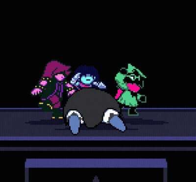 Pixel Art Characters Standing On Stage GIF