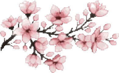 Pixel Art Cherry Blossom Branch Sticker