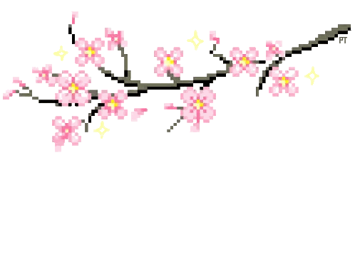 Pixel Art Cherry Blossom Branch Sticker