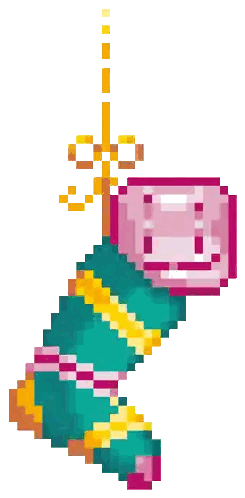 Pixel Art Christmas Stocking With Pink Rhinestone Sticker