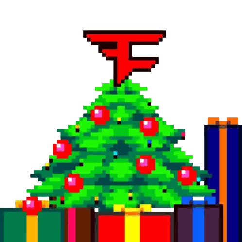 Pixel Art Christmas Tree With Gifts Sticker