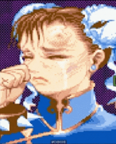 Pixel Art Chun Li Crying GIF