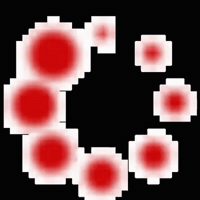 Pixel Art Circle With Red Circles And White Squares GIF