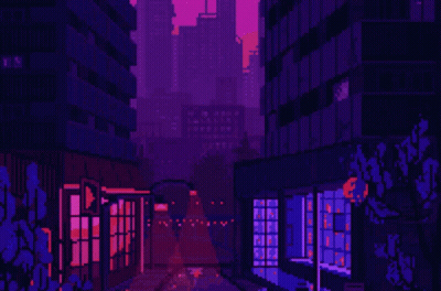 Pixel Art City At Night Car Driving GIF