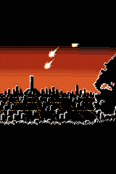 Pixel Art City Sunset Sun Shining Through Buildings GIF