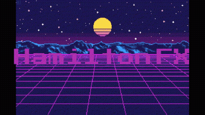 Pixel Art City With Mountains and Full Moon