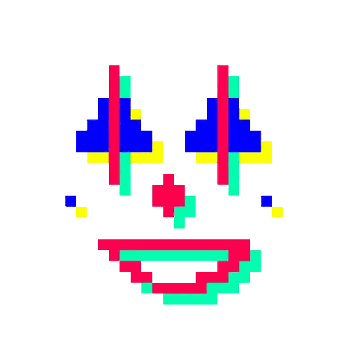 Pixel Art Clown Face With Big Smile Sticker