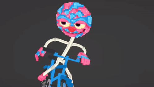 Pixel Art Clown Riding Bicycle GIF