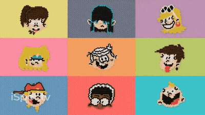 Pixel Art Collage Of Loud House Characters GIF
