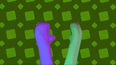 Pixel Art Colorful Cartoon Character Green Background GIF