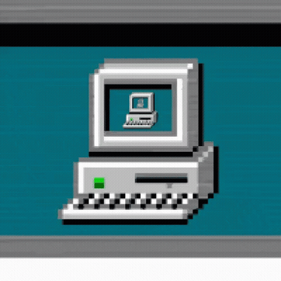 Pixel Art Computer With Green Button GIF