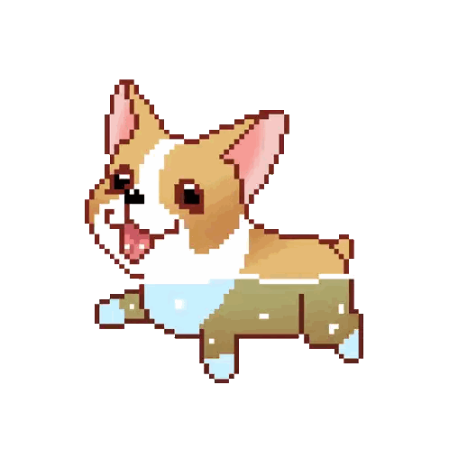 Pixel Art Corgi Running Sticker