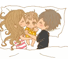 Pixel Art Couple Kissing Child Sticker