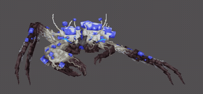 Pixel Art Crab With Blue Cubes On Head GIF