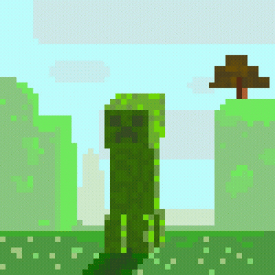 Pixel Art Creeper In Field GIF