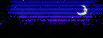 Pixel Art Crescent Moon In Purple Sky GIF