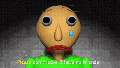 Pixel Art Crying Bald Man Saying Please Don't Leave I Have No Friends GIF