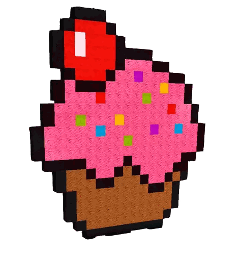 Pixel Art Cupcake With Pink Frosting And Sprinkles GIF