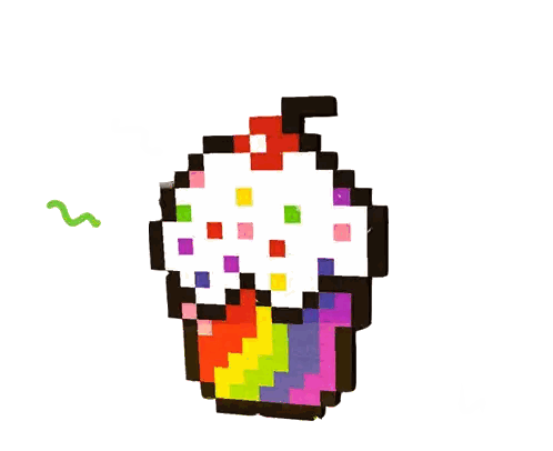 Pixel Art Cupcake With Sprinkles And Cherry GIF