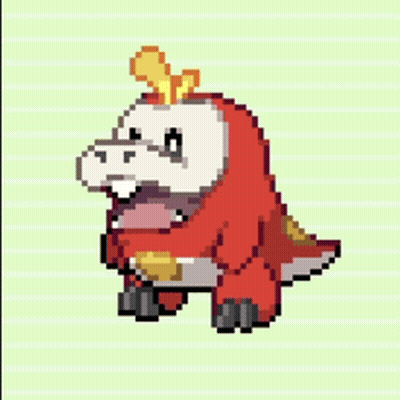 Pixel Art Dinosaur In Red Suit GIF