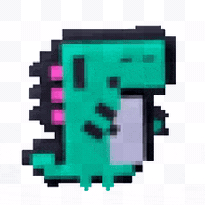 Pixel Art Dinosaur With Pink Tail GIF