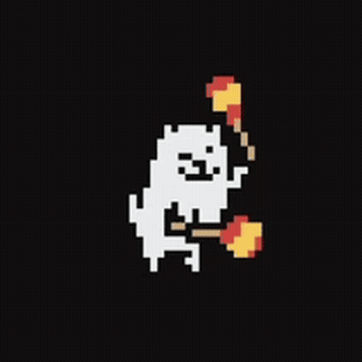 Pixel Art Dog Holding Fire Stick GIF