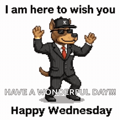 Pixel Art Dog In Suit And Hat Wishing Happy Wednesday GIF