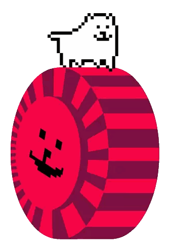 Pixel Art Dog On Red And Purple Stripes Sticker