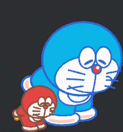 Pixel Art Doraemon And Smaller Doraemon GIF