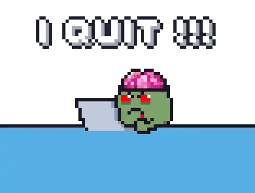 Pixel Art Duck With Brain And Quit Sticker