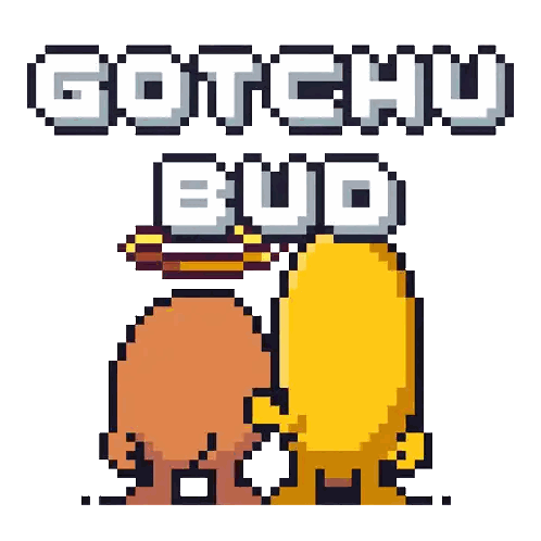 Pixel Art Duck With Gotchu Bud Text Sticker