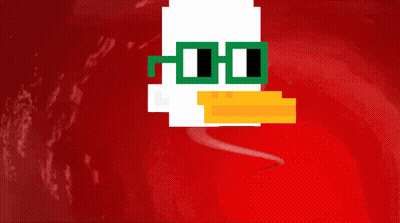 Pixel Art Duck With Green Glasses And Yellow Beak GIF