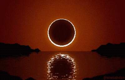 Pixel Art Eclipse Over Ocean By Anasabbdin GIF