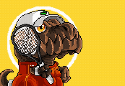 Pixel Art Elephant Holding Tennis Racquet Saying Nole GIF