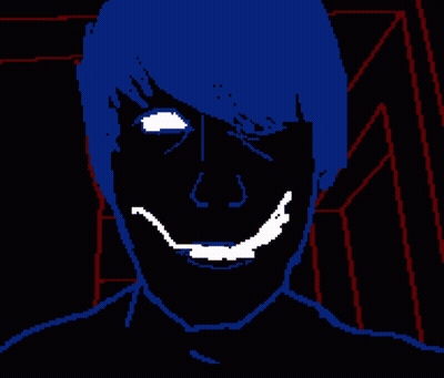 Pixel Art Face With Blue Hair GIF