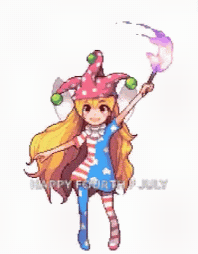 Pixel Art Fairy Holding Torch In Jester Hat GIF