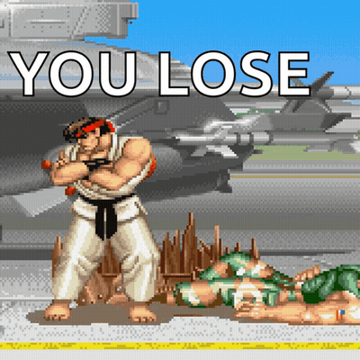 Pixel Art Fighter Saying You Lose GIF