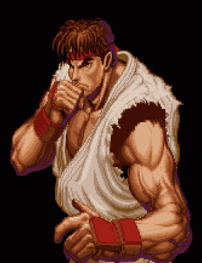 Pixel Art Fighter With Red Headband GIF