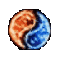 Pixel Art Fire Water Yin Yang Sticker