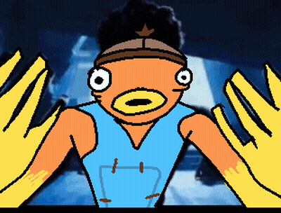 Pixel Art Fish With Crown GIF