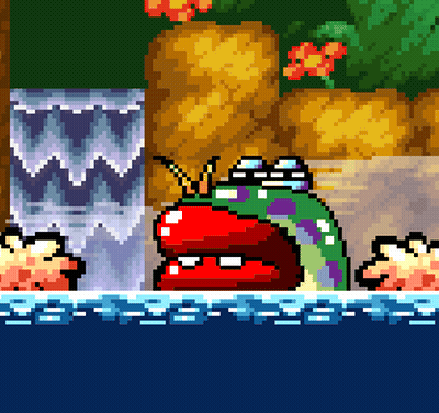 Pixel Art Fish With Red Mouth GIF