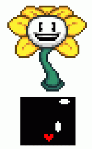 Pixel Art Flower With Face And Green Stem GIF